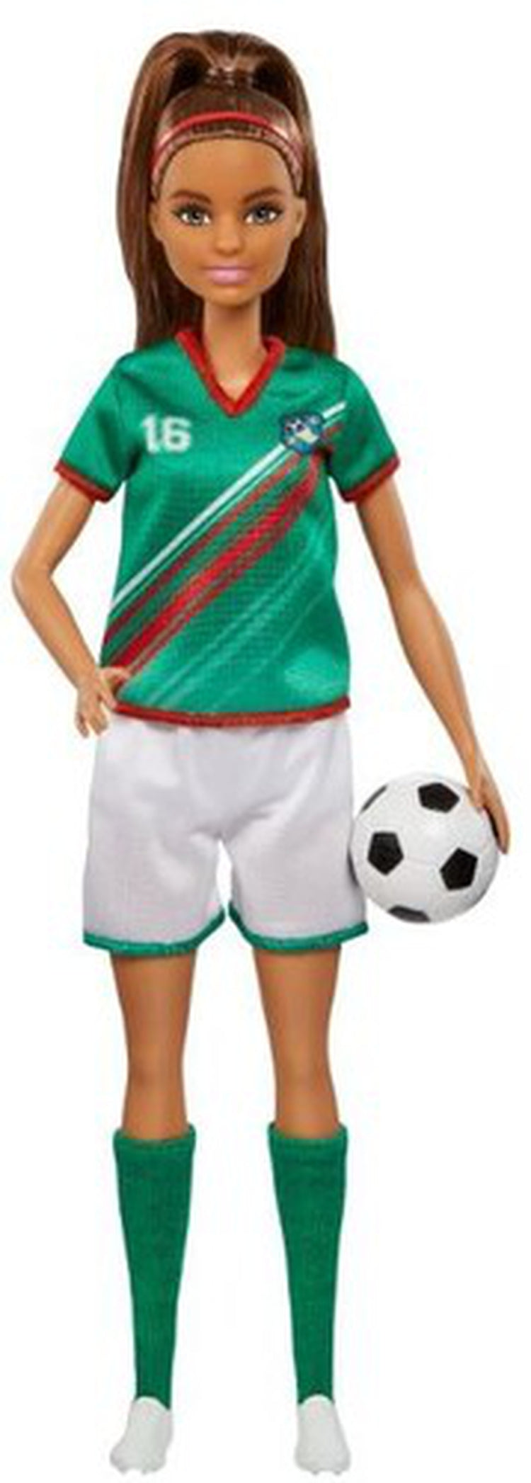 Mattel - Barbie I Can Be Soccer Player, Brunette, Green & Red Uniform