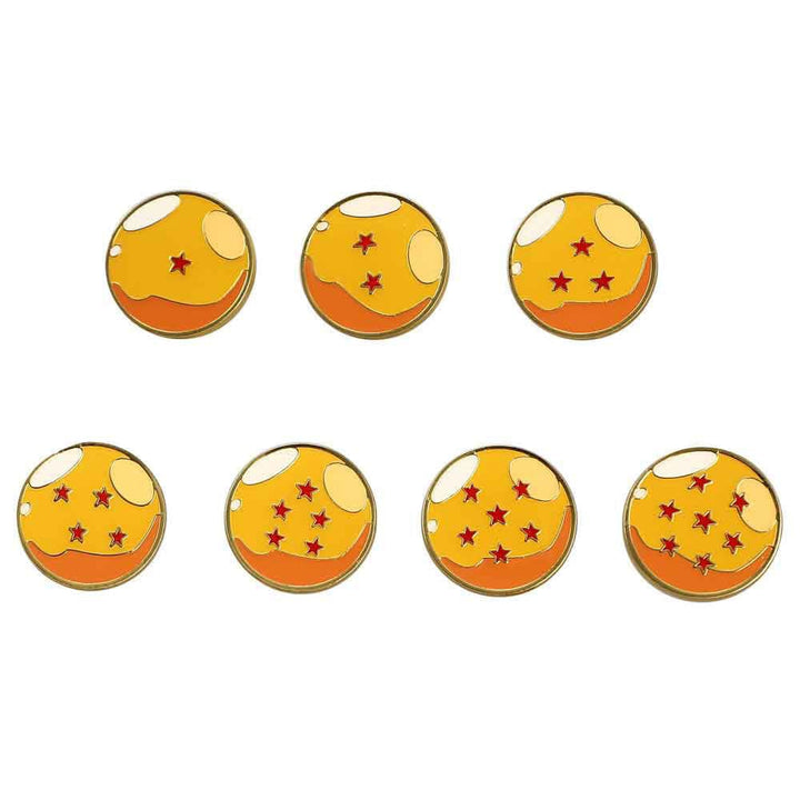 Dragon Ball Z All 7 Dragon Balls Lapel Pins Set - Enamel 